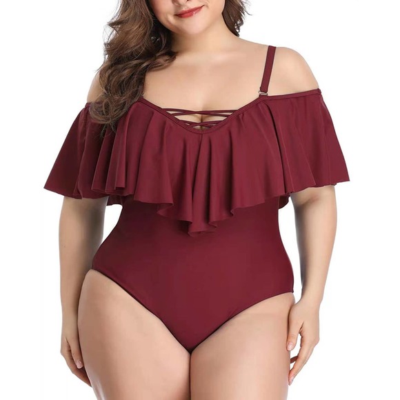 Ruffled plus size slimming one piece bikini - Picture 2 of 11